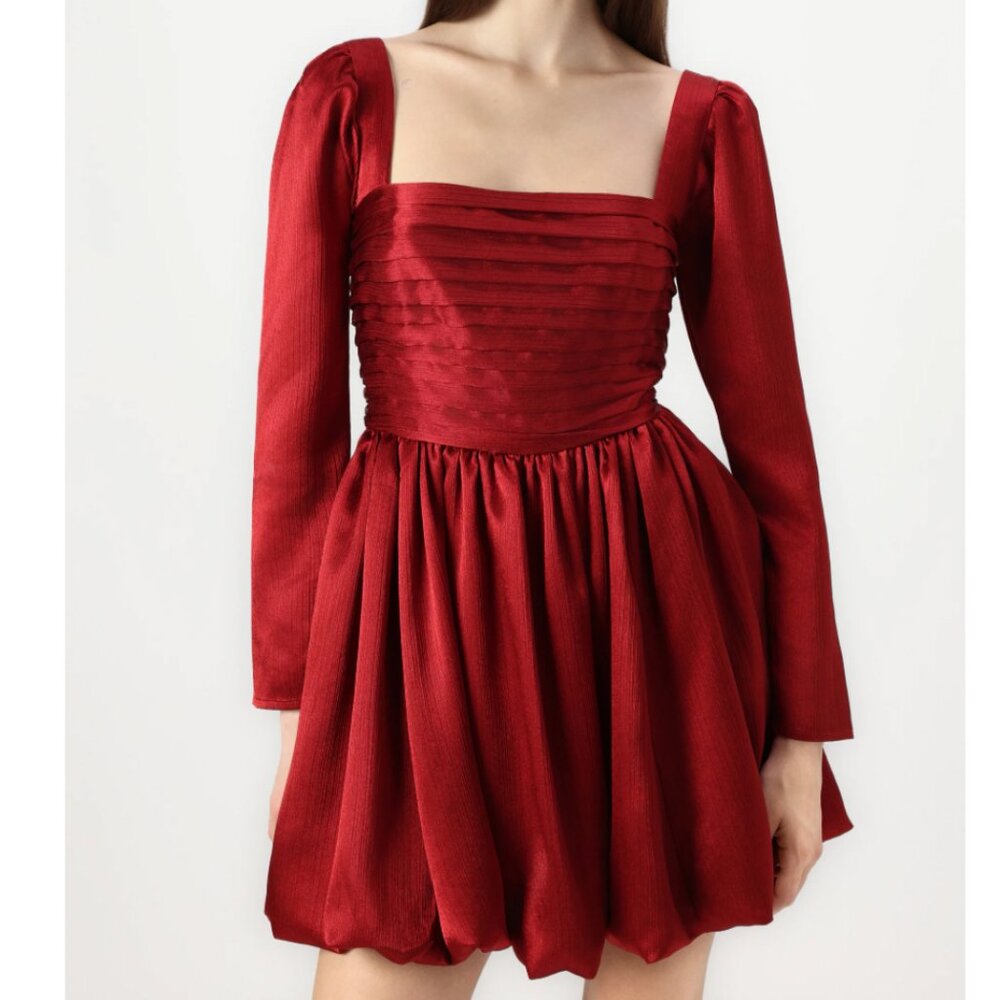 Abercrombie & Fitch Emerson Drop-Waist Satin Mini Dress Size Medium Tall (MT)